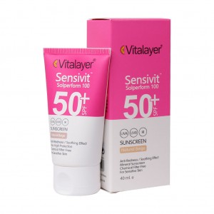 کرم ضد آفتاب SPF50 پوست حساس ویتالیر 50 میلی لیتر(بژ طبیعی)