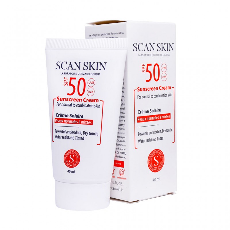 کرم ضد آفتاب SPF50 پوست نرمال تا مختلط اسکن اسکین 40 میلی لیتر(رنگی)